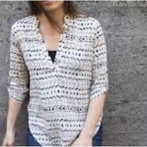 Lush Cream and Black Patterned Blouse